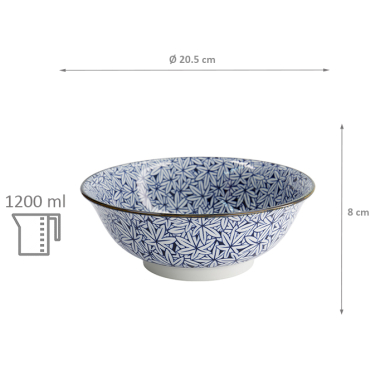 TDS, Ramen-Schale, Hana Blue Mixed Bowls, Ø 20,5 x 8 cm 1200 ml, Momiji Maple, Art Nr. 16540