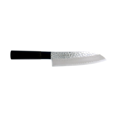Santoku Knife (all-purpose knife) Sekiryu, Stainless steel, Hammered finish, blade 16.5 cm, handle in Wood