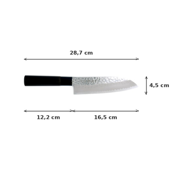 Santoku Knife (all-purpose knife) Sekiryu, Stainless steel, Hammered finish, blade 16.5 cm, handle in Wood, Item No. 16606