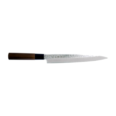 Sashimi-Messer (Filetiermesser) Sekiryu, Rostfreier Edelstahl, Geh&auml;mmert, Klinge 21 cm, Griff aus Holz