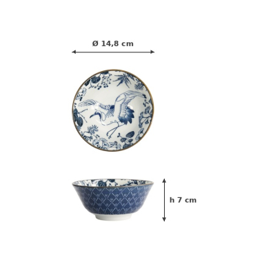 Rice Bowl Flora Japonica Crane, Porcelain, 500 ml, Item No. 16703