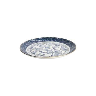 Plate Flora Japonica Gingko Blue, White, Porcelain, Ø 20.6 cm, Item No. 16716
