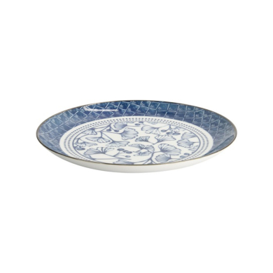 Plate Flora Japonica Gingko Blue, White, Porcelain, Ø 25.7 cm, Item No. 16720