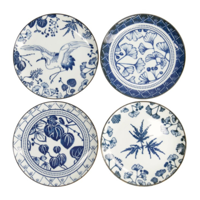 Plate Set Flora Japonica Blue, White in a gift box, 4pcs, Porcelain, Ø 16 cm, Item No. 16851