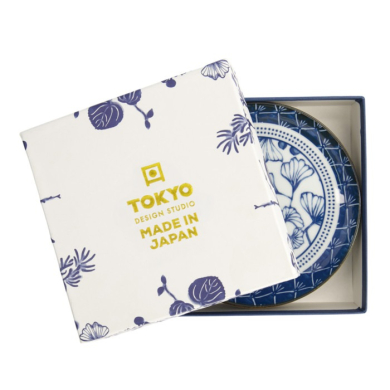 Plate Set Flora Japonica Blue, White in a gift box, 4pcs, Porcelain, Ø 16 cm, Item No. 16851
