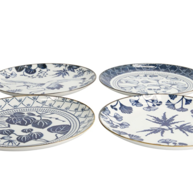 Plate Set Flora Japonica Blue, White in a gift box, 4pcs, Porcelain, Ø 20.6 cm, Item No. 16852