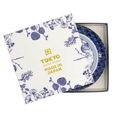 Plate Set Flora Japonica Blue, White in a gift box, 4pcs, Porcelain, Ø 20.6 cm, Item No. 16852