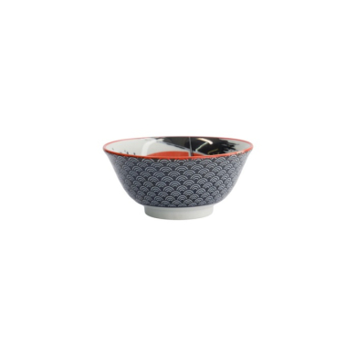 Reisschale Asakusa Samurai Weiß/Rot/Schwarz, Porzellan, Ø 14,8 cm, 550 ml, Art.-Nr. 16854