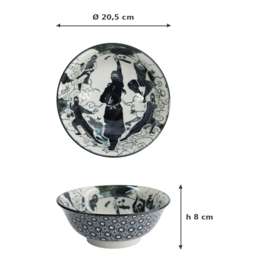 Ramen Bowl Asakusa Ninja White, Red, Black, Porcelain, Ø 20.5 cm, 1.25 l, Item No. 16858