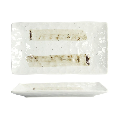 Servierplatte Mino Craft Wei&szlig;/Braun, Steinzeug, 31 &times; 17 cm