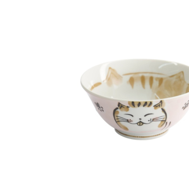 Reisschale Fuku Cat Neko Kawaii Rosa, Porzellan, 500 ml, Art.-Nr. 16898