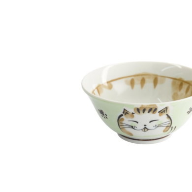 Reisschale Fuku Cat Neko Kawaii Grün, Porzellan, 500 ml, Art.-Nr. 16901