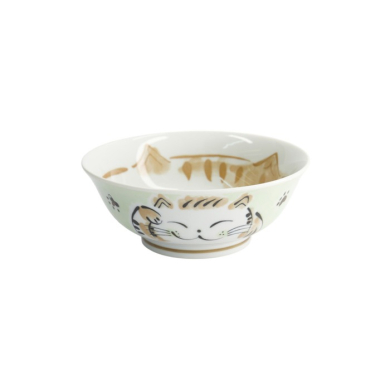 Rice Bowl Fuku Cat Neko Kawaii Green, Porcelain, 1 L, Item No. 16905