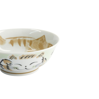 Rice Bowl Fuku Cat Neko Kawaii Green, Porcelain, 1 L, Item No. 16905