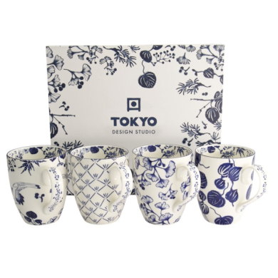 Tassen-Set Flora Japonica Blau in Geschenkbox, 4-tlg., Porzellan, 380 ml, Art.-Nr. 16975