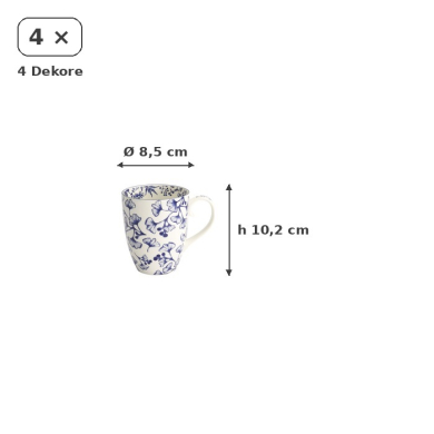 Tassen-Set Flora Japonica Blau in Geschenkbox, 4-tlg., Porzellan, 380 ml, Art.-Nr. 16975