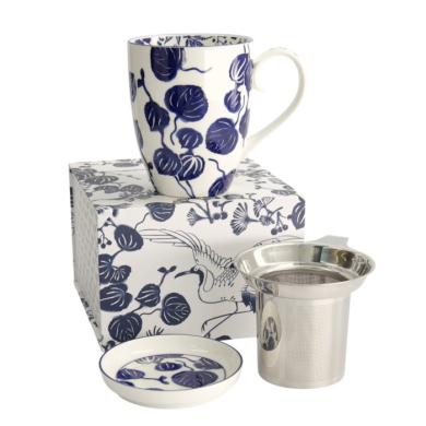 Tasse Flora Japonica Ivy Blau in Geschenkbox, Porzellan, 380 ml