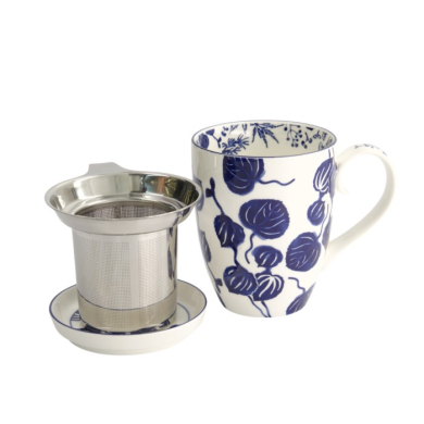 Tasse Flora Japonica Ivy Blau in Geschenkbox, Porzellan, 380 ml, Art.-Nr. 16979