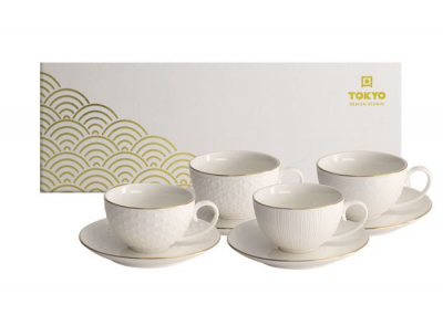 Nippon White 4 Tassen Set mit Untertassen bei Tokyo Design Studio (Bild 1 von 6)