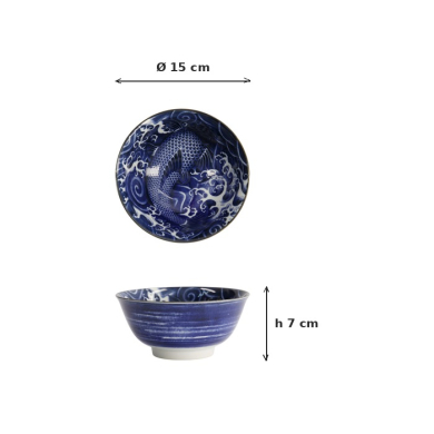Reisschale Japonism Carp Blau, Porzellan, 500 ml, Art.-Nr. 17106