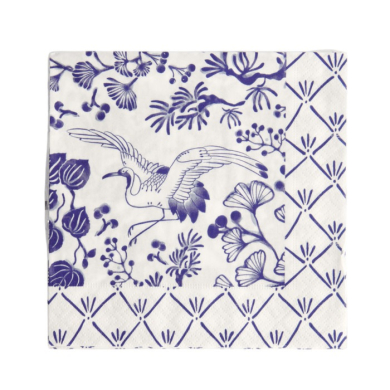 Servietten Flora Japonica Blau/Wei&szlig;, 20 St&uuml;ck, Papier, 33 &times; 33 cm