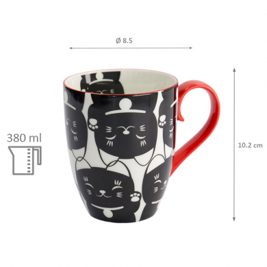 Schwarze Katze Kawaii Glückliche Katze (Lucky Cat) Tasse in Geschenkbox bei Tokyo Design Studio (Bild 7 von 7)