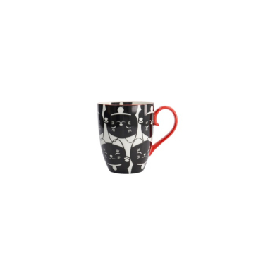 Tasse Kawaii Lucky Cat Schwarz in Geschenkbox, Porzellan, 380 ml, Art.-Nr. 17616