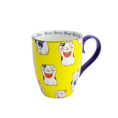 Yellow Classic Cat Kawaii Lucky Cat Mug with Giftbox at Tokyo Design Studio (picture 3 of 7)