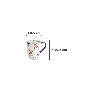 Mug Kawaii Lucky Cat Classic White in a gift box, Porcelain, 380 ml, Item No. 17619