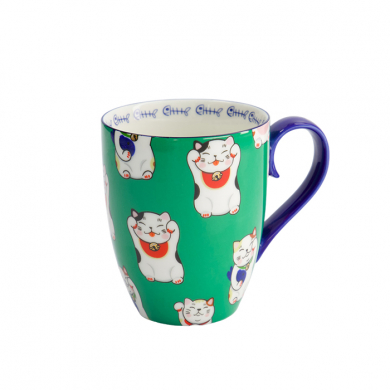 Green Classic Cat Kawaii Lucky Cat Mug with Giftbox at Tokyo Design Studio (picture 3 of 7)