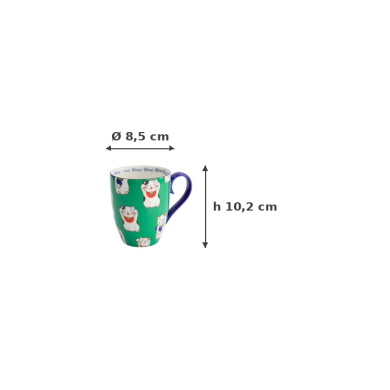 Tasse Kawaii Lucky Cat Classic Grün in Geschenkbox, Porzellan, 380 ml, Art.-Nr. 17729