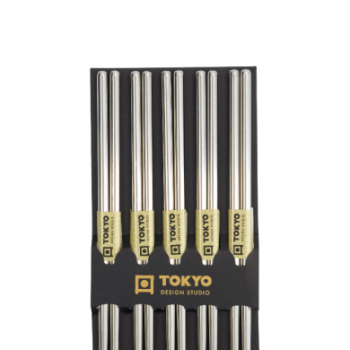 Chopstick Set Silver, 5 pairs, Stainless steel, 22.5 cm, Item No. 17908