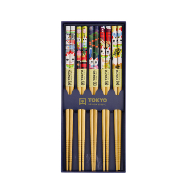 TDS, Chopstick Set, Lucky and Koinobori, 5 pair, 22,5 cm, Item No. 17946