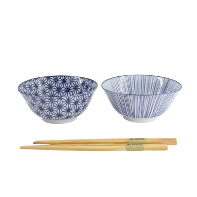 Tayo-Schale Geschenkset mit Essstäbchen Nippon Blue, Porzellan, 500 ml, Art.-Nr. 17951