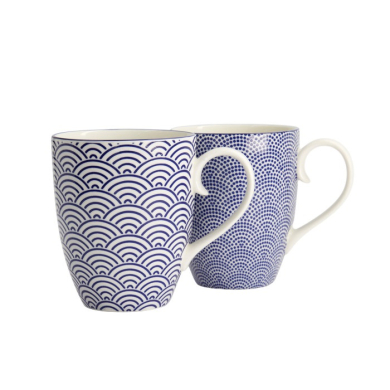 Mug Set Nippon Blue Blue, White in a gift box, 2pcs, Porcelain, 380 ml, Item No. 17988
