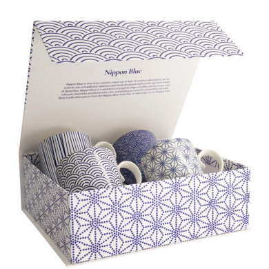 Tassen-Set Nippon Blue Blau/Weiß in Geschenkbox, 4-tlg., Porzellan, 380 ml, Art.-Nr. 17989