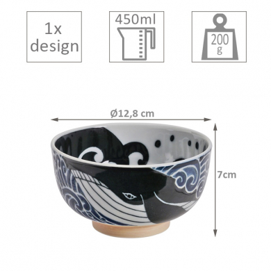 TDS, Bowl, Kawaii Ohira Whale, Ø 12.8 x 7 cm, Item No. 18329