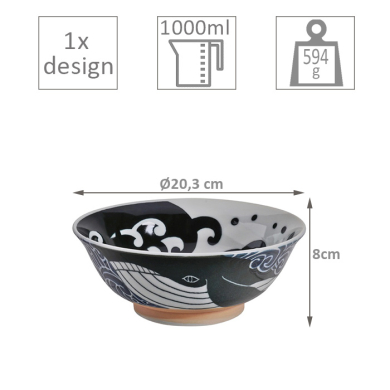 TDS, Bowl, Kawaii Ohira Whale, Ø 20.3 x 8 cm, Item No. 18331