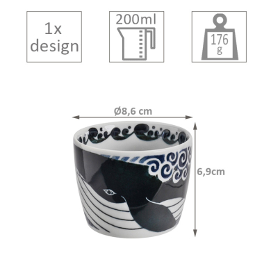 TDS, Cup, Kawaii Ohira Whale, Ø 8.6 x 6.9 cm, Item No. 18334