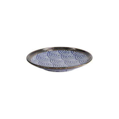 Teller Aisai Seigaiha Blau, Steinzeug, Ø 19,5 cm, Art.-Nr. 18566