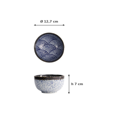 Bowl Aisai Seigaiha, Stoneware, 550 ml, Item No. 18573