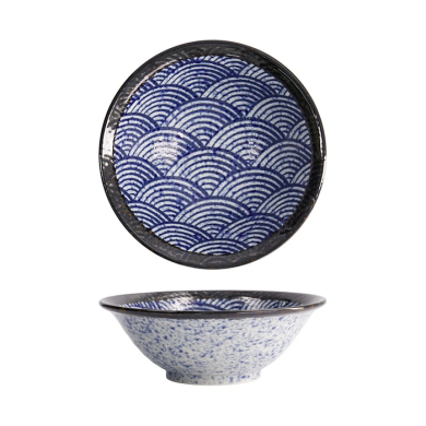 Noodle Bowl Aisai Seigaiha, Stoneware, 750 ml