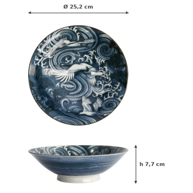 Schale Japonism Crane Dunkelgrau, Porzellan, 25,2 × 7,7 cm, Art.-Nr. 18688