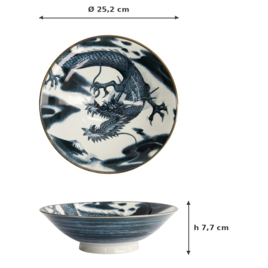 Bowl Japonism Dragon Dunkelgrau, Porcelain, 25.2 × 7.7 cm, Item No. 18689