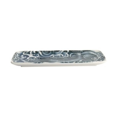 Serving Platter Japonism Carp Grey, White, Porcelain, 28.5 × 14 × 2.5 cm, Item No. 18746