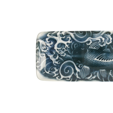 Serving Platter Japonism Carp Grey, White, Porcelain, 28.5 × 14 × 2.5 cm, Item No. 18746