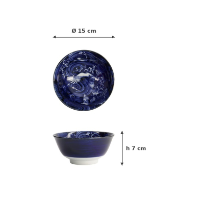 Reisschale Japonism Crane Blau, Porzellan, 500 ml, Art.-Nr. 18758