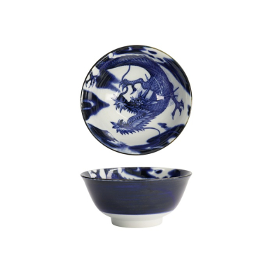 Reisschale Japonism Dragon Blau, Porzellan, 500 ml