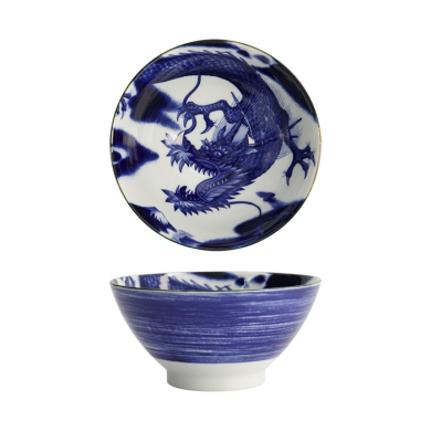 Reisschale Japonism Dragon Blau, Porzellan, 1 L