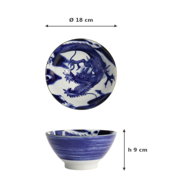 Reisschale Japonism Dragon Blau, Porzellan, 1 L, Art.-Nr. 18762